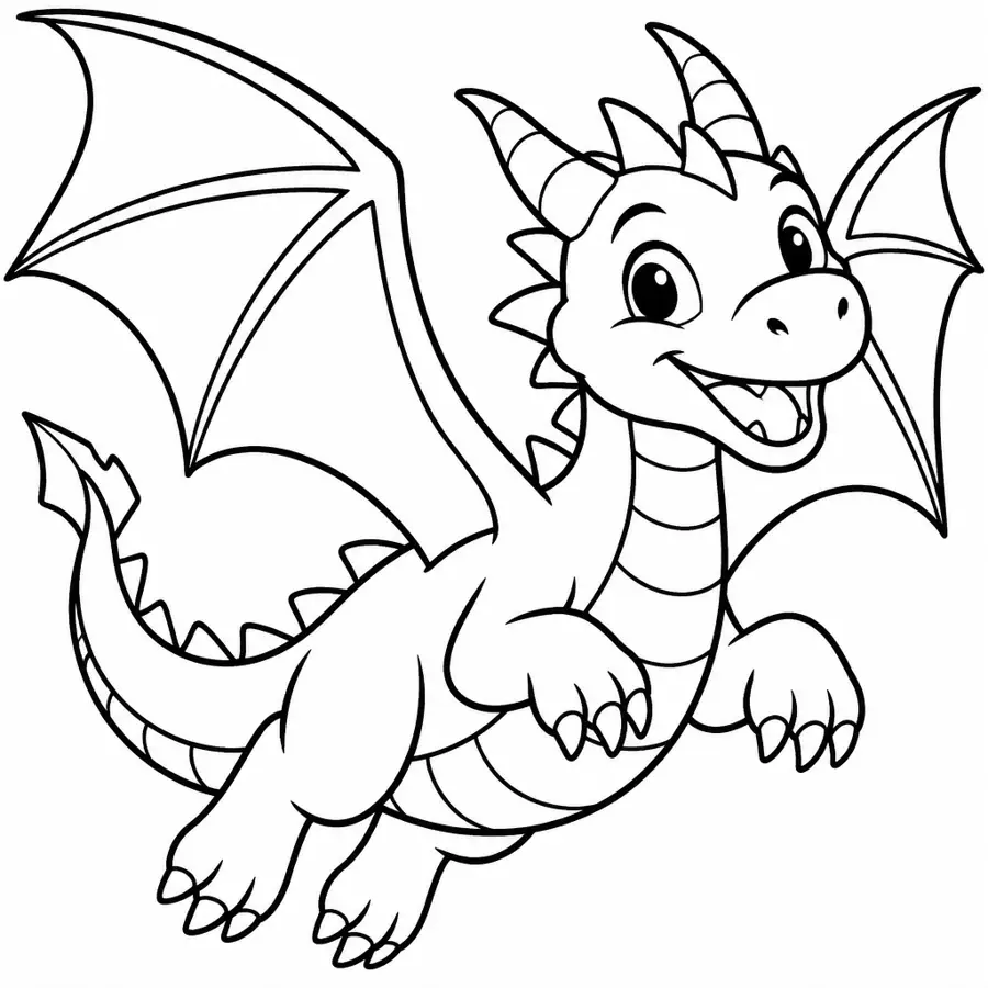 Ausmalbild Drache im Flug