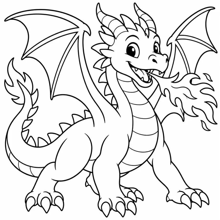 Ausmalbild Feuerdrache