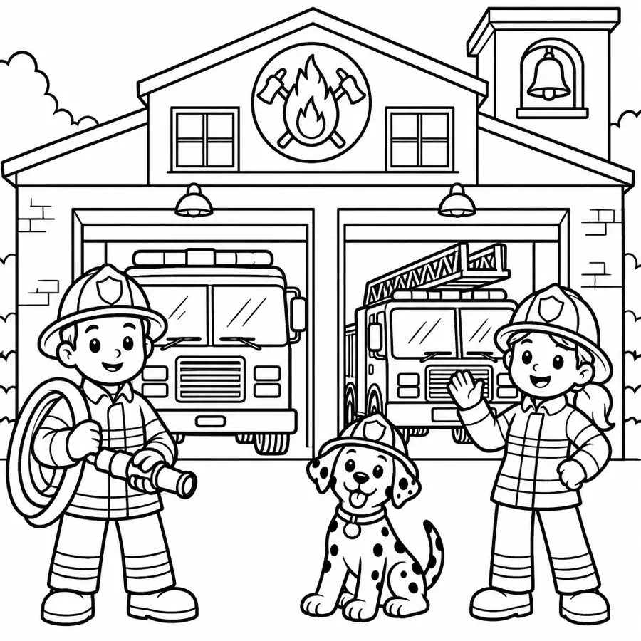 Ausmalbild Feuerwache