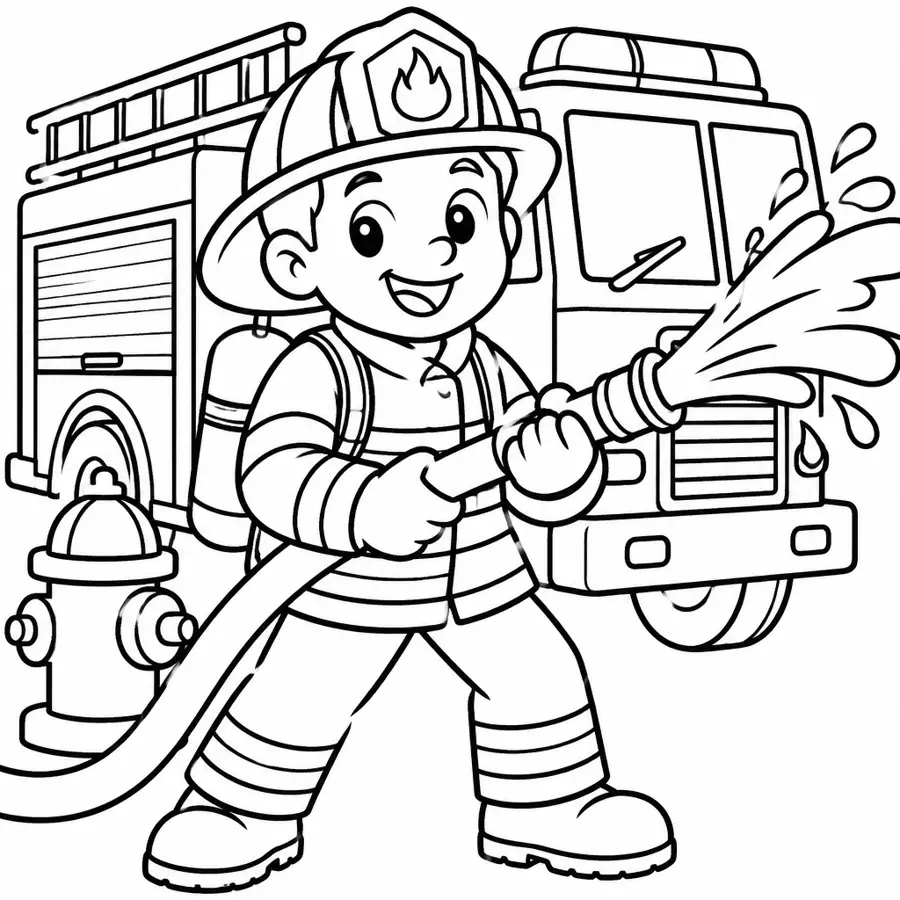 Ausmalbild Feuerwehrmann