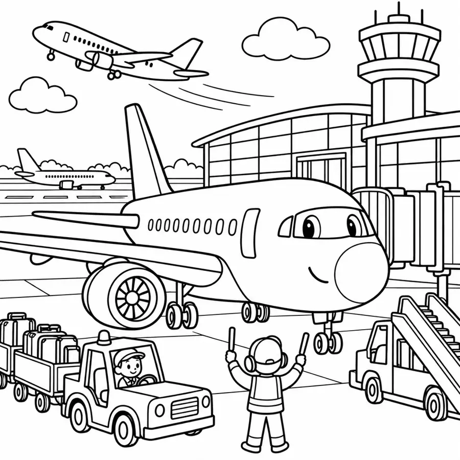 Ausmalbild Flughafen