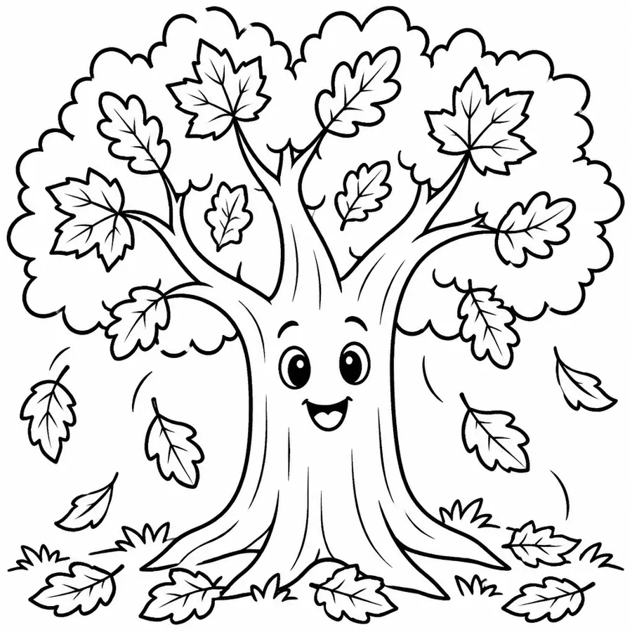 Ausmalbild Herbstbaum