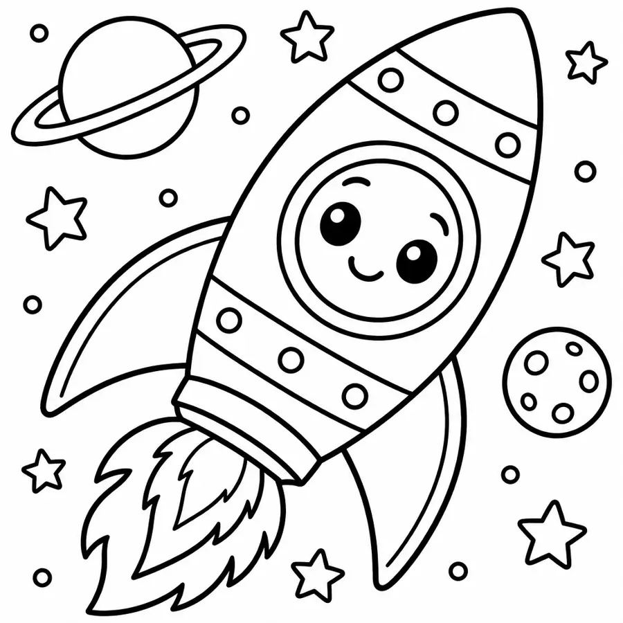 Ausmalbild Rakete