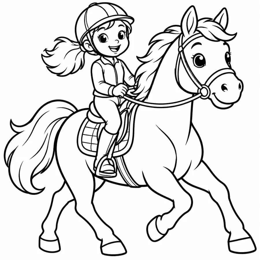 Ausmalbild Reiten