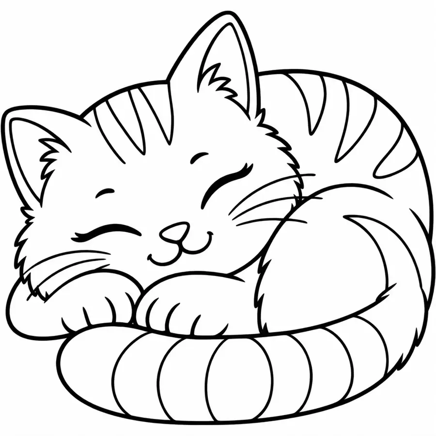 Ausmalbild Schlafende Katze