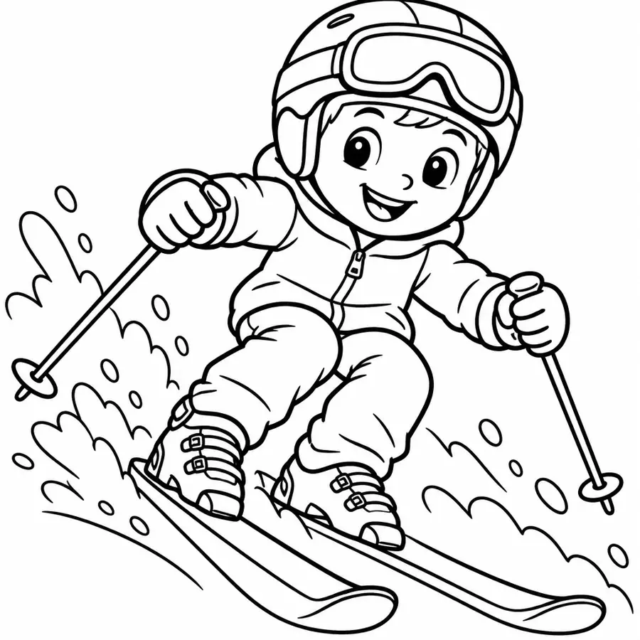 Ausmalbild Skifahrer