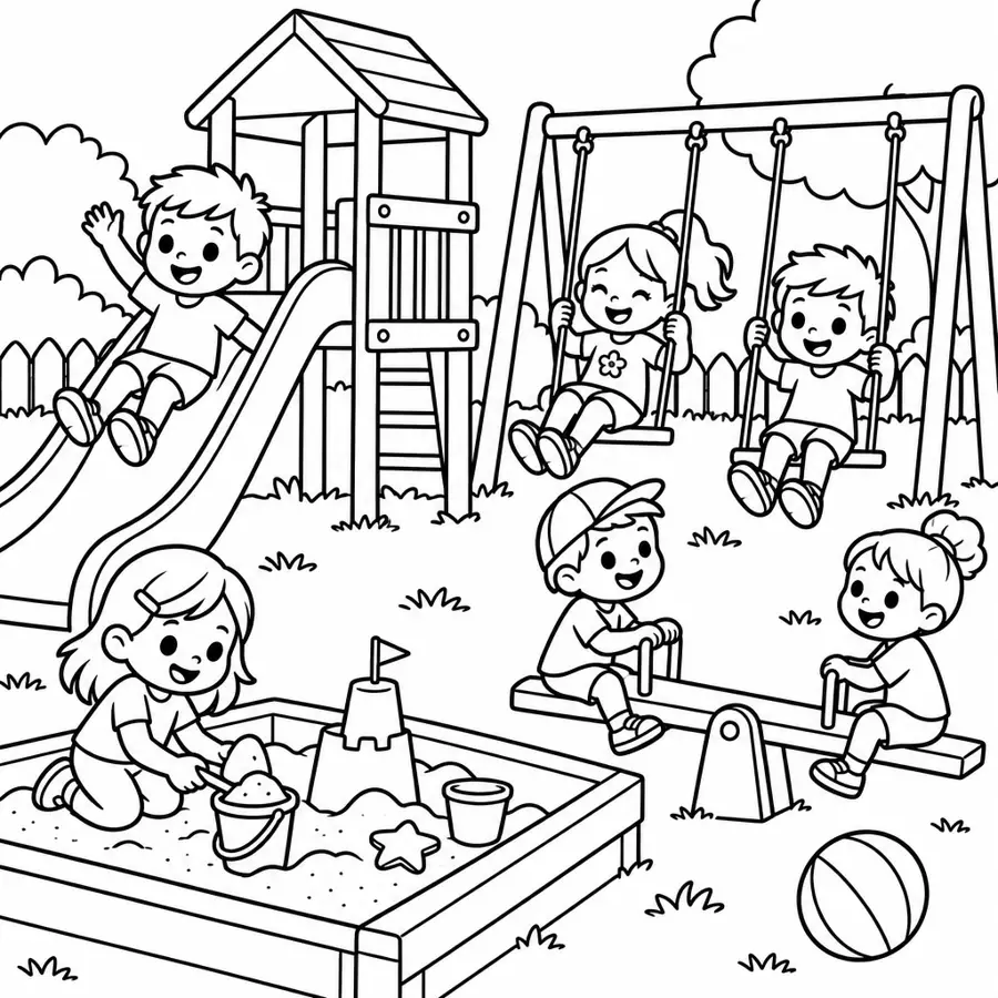 Ausmalbild Spielplatz