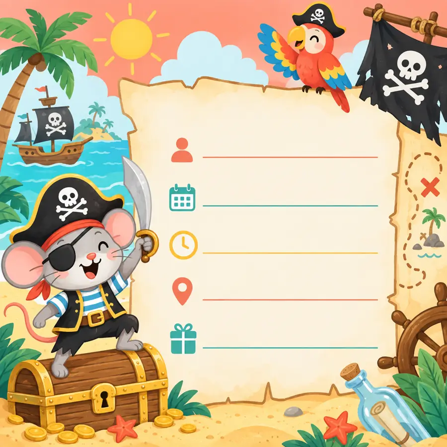 Einladungskarte: Piratenparty