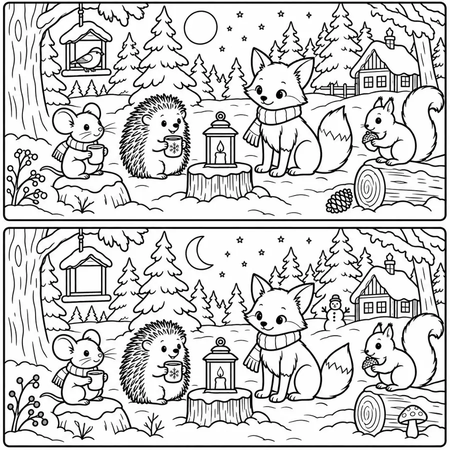 Fehlersuche: Winterabend im Wald