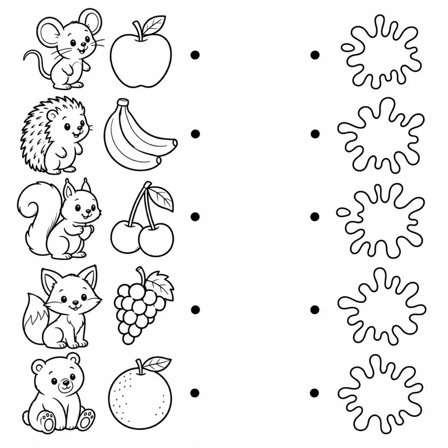 Verbinden: Obst und Farben